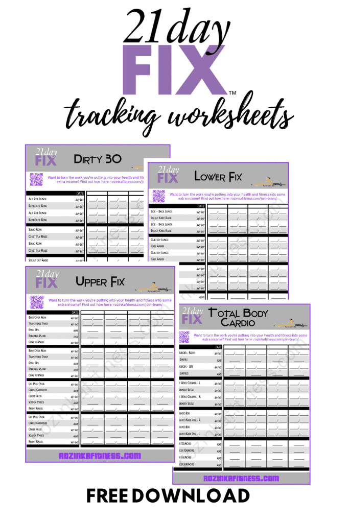 21 Day Fix Workout Sheets Tracker