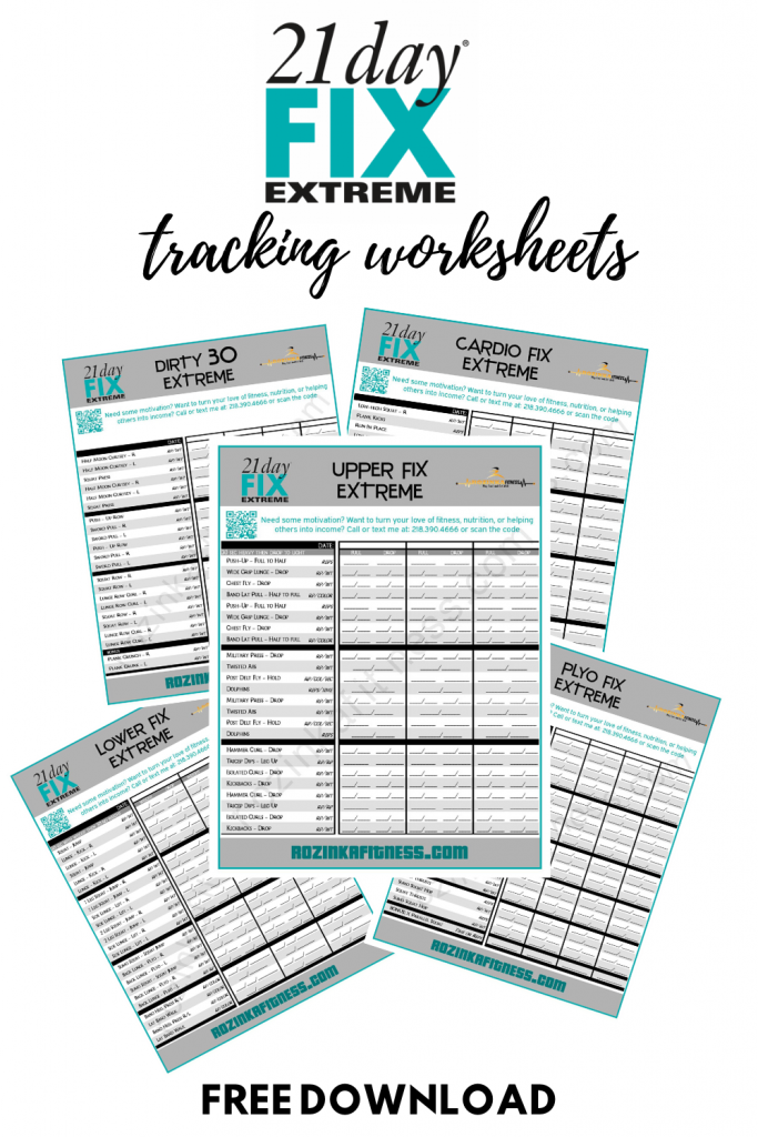 21 Day Fix Extreme Worksheets Tracker